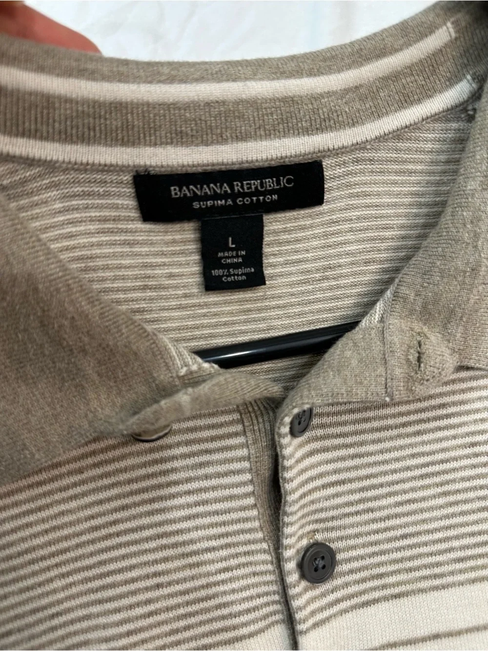 Banana Republic Short-Sleeve Stripe Polo in Beige and Cream